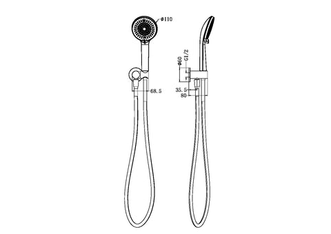 Nero Project Round Hand Shower On Holder - Various Colours