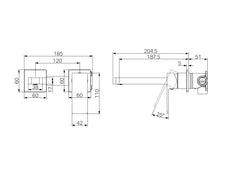 WBM12 Square Wall Basin/Bath Mixer Set (Separate Backplate) with Spout - Various Colours