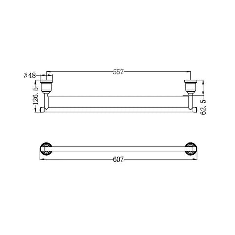 York Double Towel Rail 600mm - Various Colours