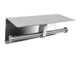 Double Toilet Roll Holder with Shelf - Stainless Steel