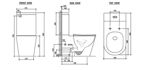 Raised Height Back To Wall Tornado Flush Toilet Suite with Soft Close Seat (Stock Clearance)
