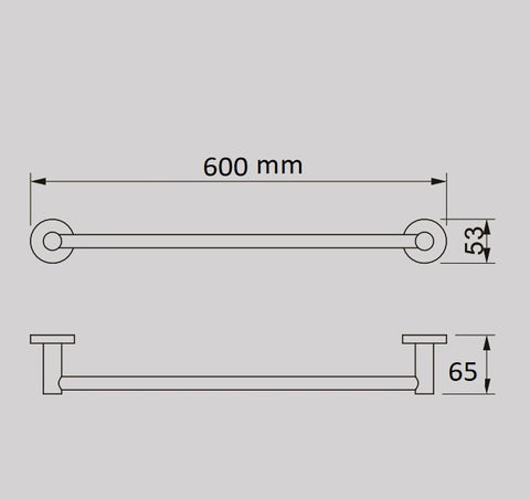 Cross Hatched Single Towel Rail 600mm - Various Colours