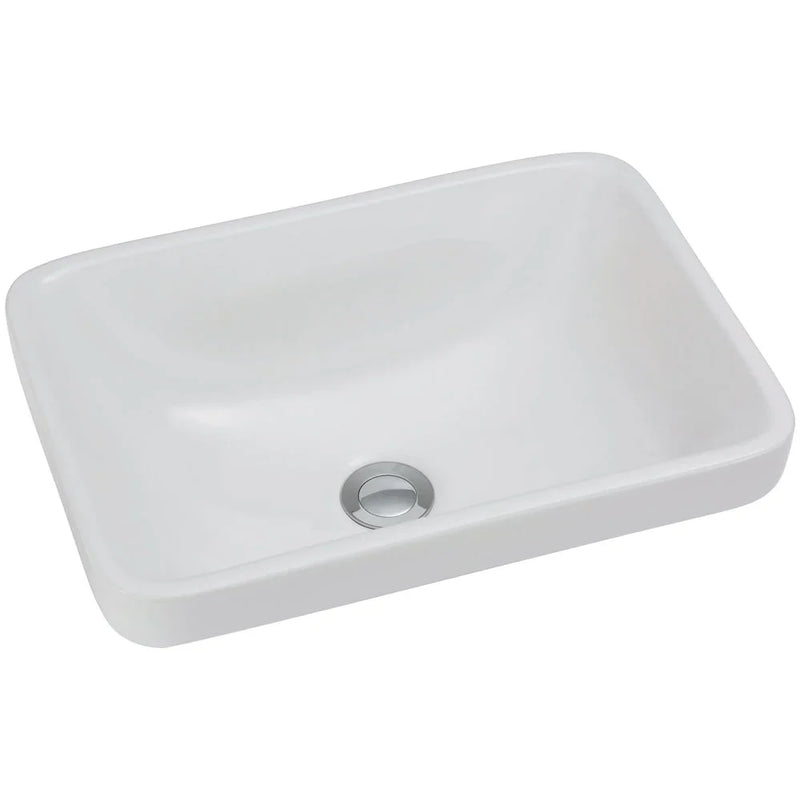 Elyra Rectangular Semi-Inset Ceramic Basin 440x310mm - Gloss White