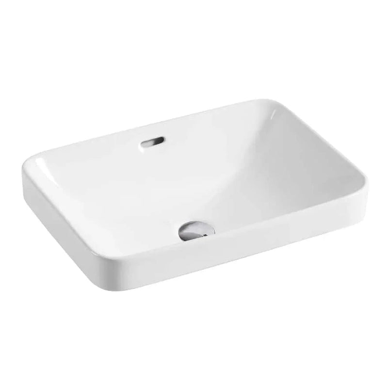 Caldera Rectangular Semi-Inset Ceramic Basin 515x365mm - Gloss White