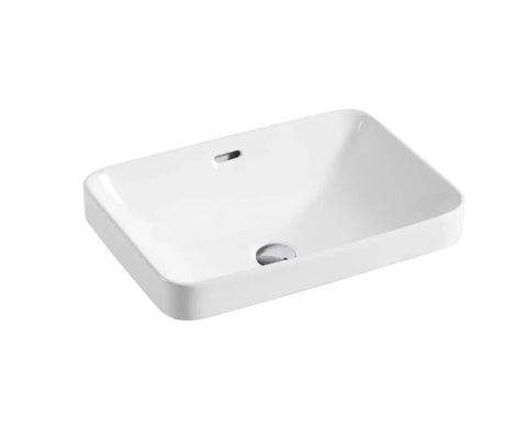 Caldera Rectangular Semi-Inset Ceramic Basin 515x365mm - Gloss White