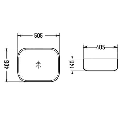 Elcat Rectangle Above Counter Ceramic Basin 505x405mm - Various Colours