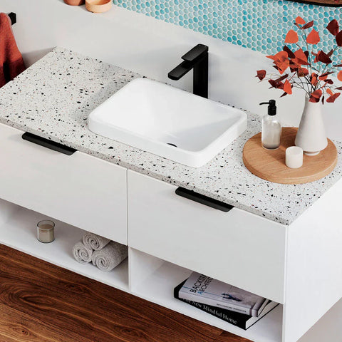 Elyra Rectangular Semi-Inset Ceramic Basin 440x310mm - Gloss White