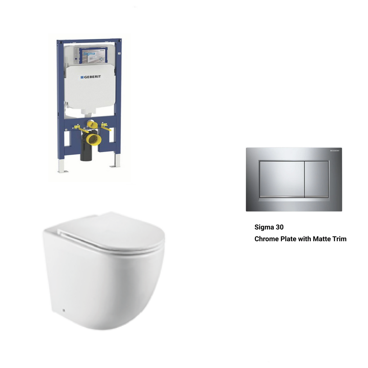 Geberit In Wall Package - Tornado Rimless Wall Hung Pan, Inwall Cistern and Button