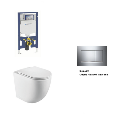 Geberit In Wall Package - Tornado Rimless Wall Hung Pan, Inwall Cistern and Button