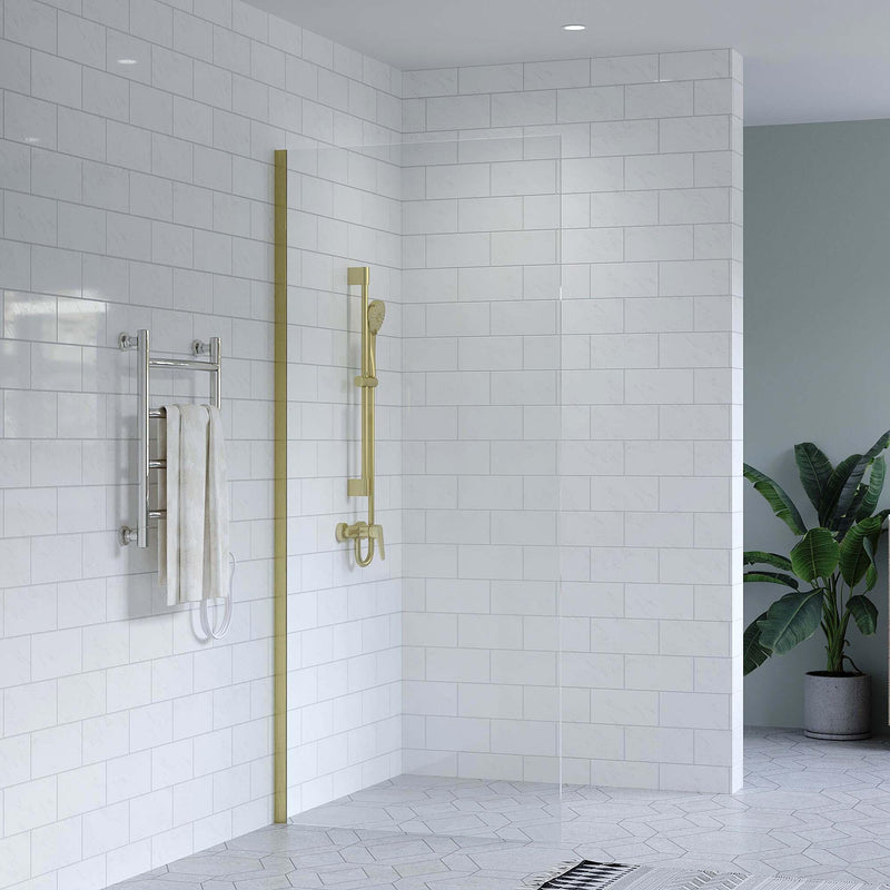 SS46 Walk In Shower Screen (2100mm High) with Wall Channel - Various Colours & Sizes