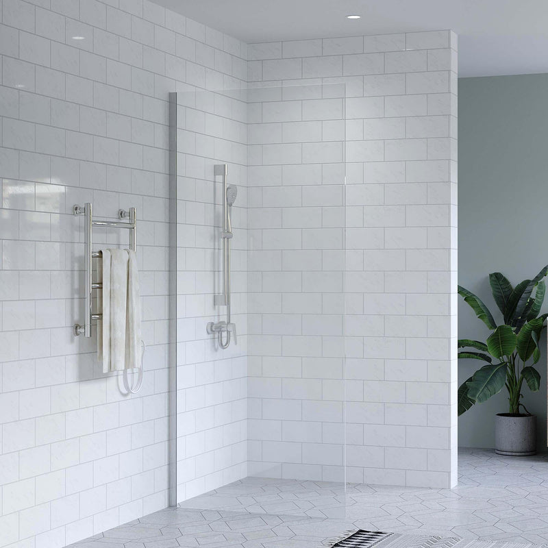 SS46 Walk In Shower Screen (2100mm High) with Wall Channel - Various Colours & Sizes