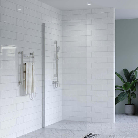SS46 Walk In Shower Screen (2100mm High) with Wall Channel - Various Colours & Sizes