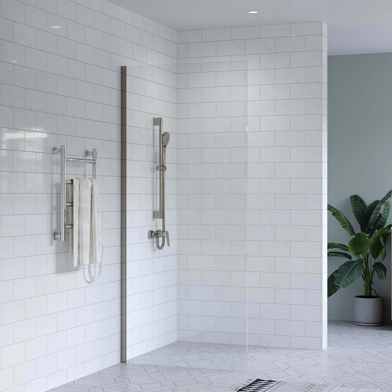 SS46 Walk In Shower Screen (2100mm High) with Wall Channel - Various Colours & Sizes