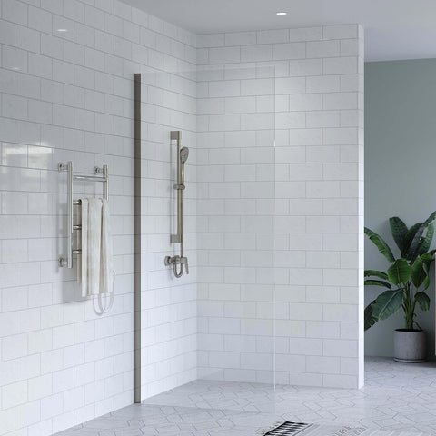 SS46 Walk In Shower Screen (2100mm High) with Wall Channel - Various Colours & Sizes
