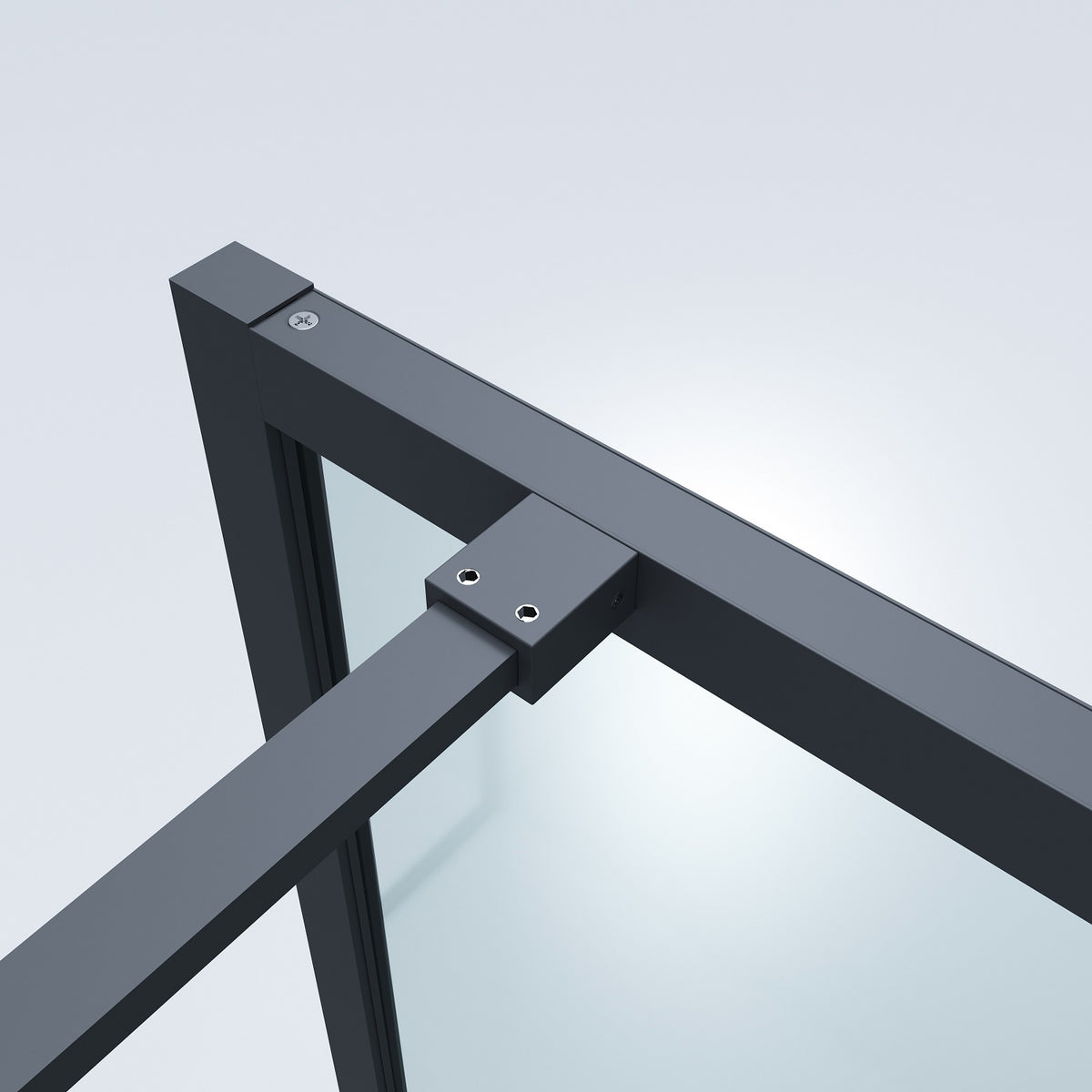 SS27 900mm Black Framed Walk-In Shower Screen – 2000mm High, 8mm Glass