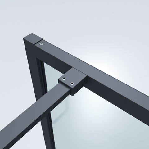 SS27-900 - Black Framed Walk In Shower Screen Panel - 900x2000x8mm