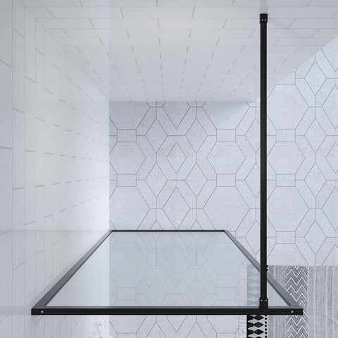 SS27-900 - Black Framed Walk In Shower Screen Panel - 900x2000x8mm