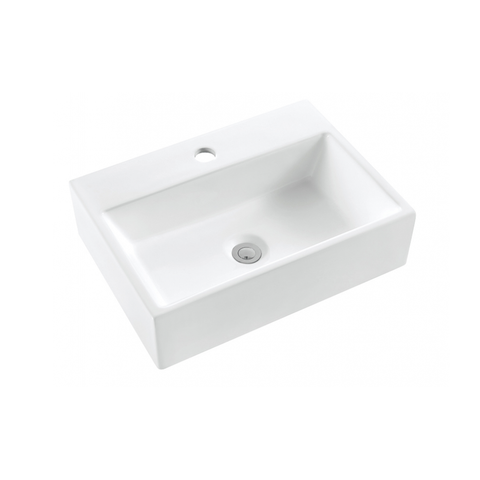 Gloss White Above Counter Ceramic Basin 490x350x130mm