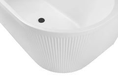 Nova Corner Left Hand Corner Back to Wall Fluted Bath 1500mm - Matt White