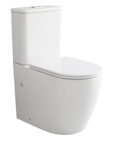 CE Raised Height Back To Wall Tornado Rimless Flush Toilet Suite with Soft Close Seat - Gloss White (4 Star)