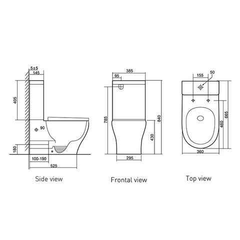 Raised Height Back To Wall Tornado Flush Toilet Suite with Soft Close Seat - White (4 Star)