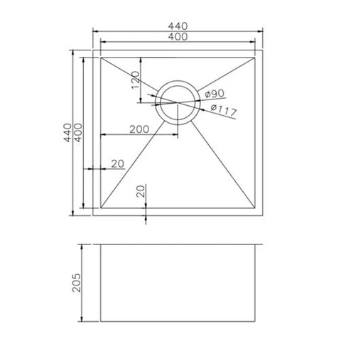 Single Bowl Drop in/Undermount Kitchen / Laundry Sink 440x440mm - Various Colours