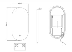 Pill Shape LED Mirror Backlit with Demister 450/600x900mm - 3 Colours Lighting