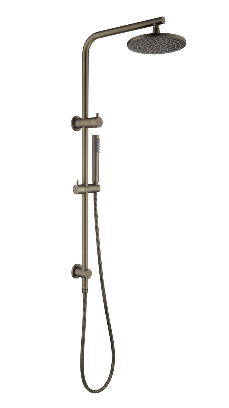 Round Dual Shower Rail with Slim Hand Shower - Various Colours