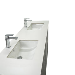 AU Pure White Silica-Free 25mm thick Solid Surface Vanity Top with Undermount Basin - Various Size