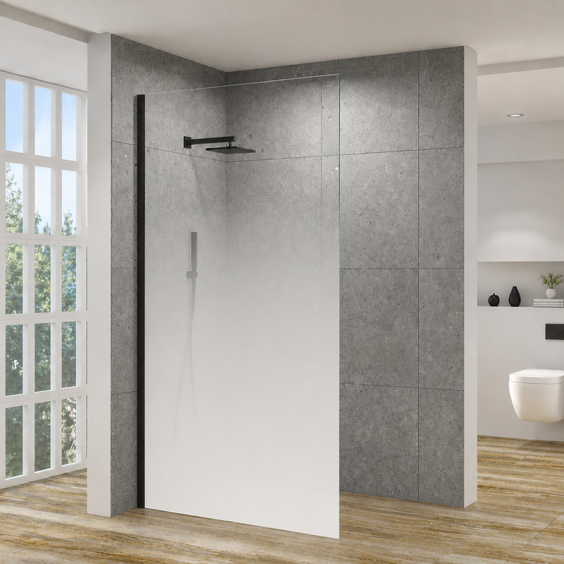SS51 - Fade Frosted Glass Walk In Shower Screen - 1000x2000x8mm - Floor Display Clearnce