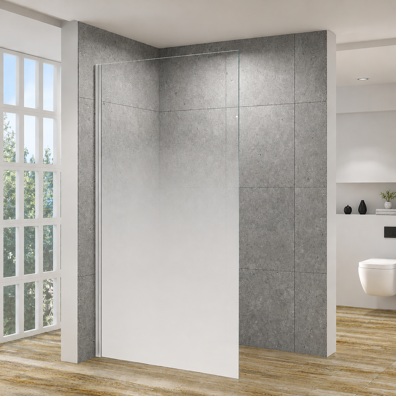 SS51 - Fade Frosted Glass Walk In Shower Screen - 1000x2000x8mm - Floor Display Clearnce
