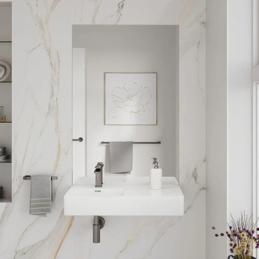 Quasar Large Gloss White Wall Hung Ceramic Basin 800x420mm