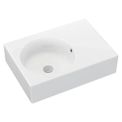 Utopia Gloss White Wall Hung Ceramic Basin 600x425mm - Left Hand / Right Hand