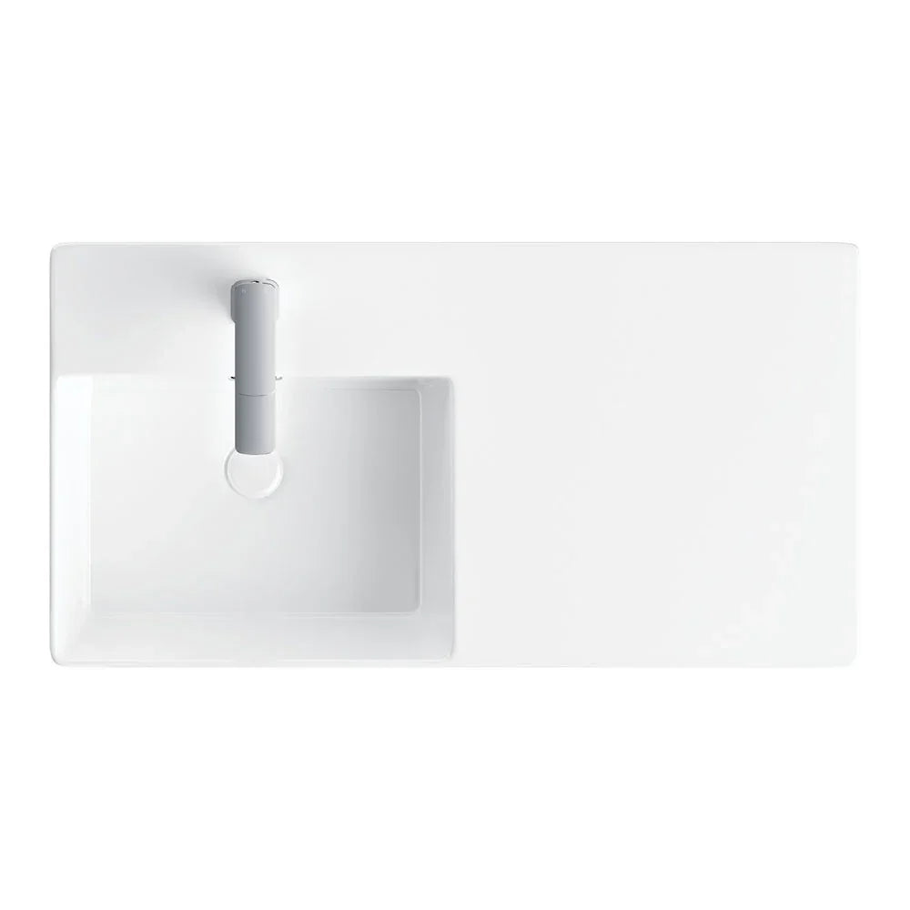 Quasar Large Gloss White Wall Hung Ceramic Basin 800x420mm