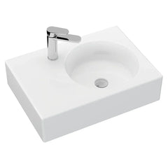 Utopia Gloss White Wall Hung Ceramic Basin 600x425mm - Left Hand / Right Hand