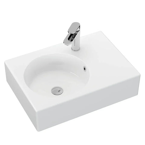 Utopia Gloss White Wall Hung Ceramic Basin 600x425mm - Left Hand / Right Hand