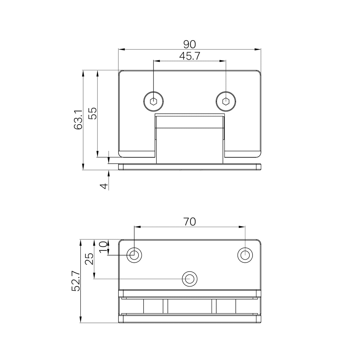 10mm Shower Screen Door Hinge (Wall to Glass) - Brushed Bronze