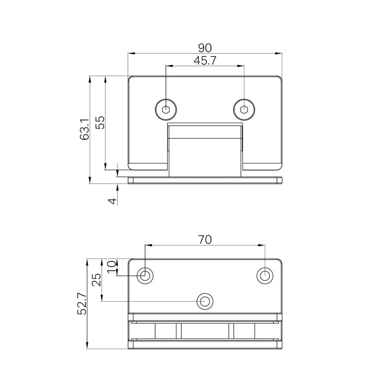 10mm Shower Screen Door Hinge (Wall to Glass) - Brushed Bronze