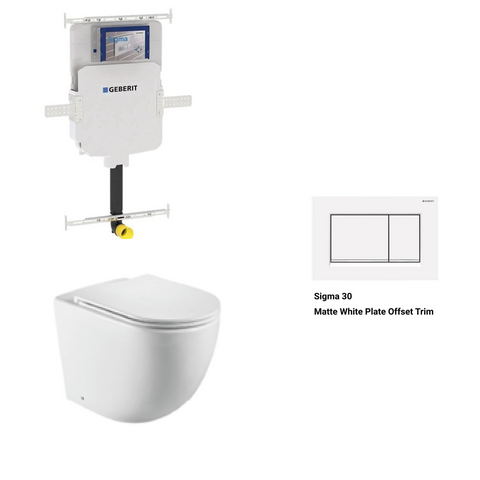 Geberit In Wall Package - Tornado Rimless Floor Pan, Inwall Cistern and Button