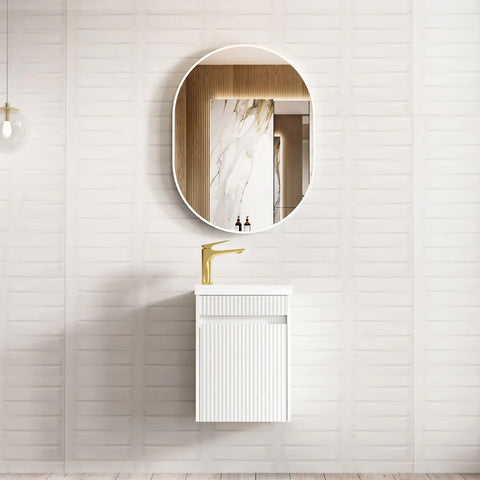 BV36WH Compact Fluted Wall Hung Ensuite Vanity 410x260mm - Various Colours