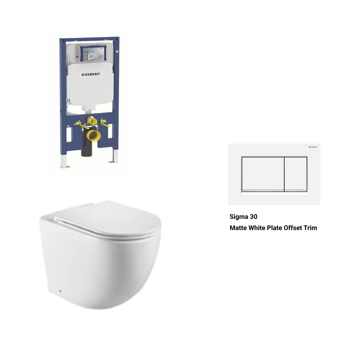 Geberit In Wall Package - Tornado Rimless Wall Hung Pan, Inwall Cistern and Button