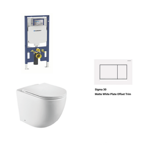 Geberit In Wall Package - Tornado Rimless Wall Hung Pan, Inwall Cistern and Button