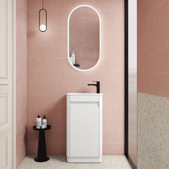 BV91 Compact Fluted Floor Mounted Ensuite Vanity 450x295mm - Various Colours