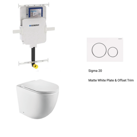 Geberit In Wall Package - Tornado Rimless Floor Pan, Inwall Cistern and Button