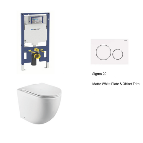 Geberit In Wall Package - Tornado Rimless Wall Hung Pan, Inwall Cistern and Button