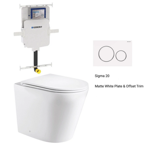 Geberit In Wall Package - Tornado Rimless Floor Pan, Inwall Cistern and Button