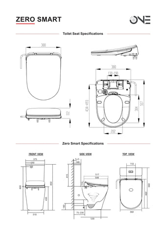 Raised Height Back To Wall Tornado Rimless Flush Toilet Suite with Smart Remote Bidet Seat - White (4 Star)